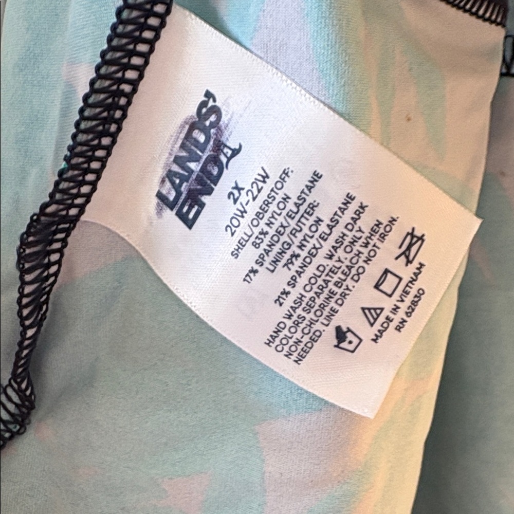 Lands End size 2X Tropical Green Leaf Print Women's Tankini Top - Picture 5 of 6